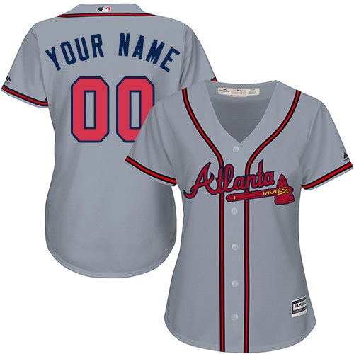 Women's Custom Atlanta Braves Authentic Grey Road Cool Base Jersey