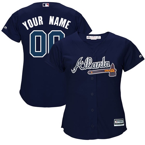 Women's Custom Atlanta Braves Authentic Blue Alternate Road Cool Base Jersey Women's Custom Atlanta Braves Authentic Blue Alternate Road Cool Base Jersey