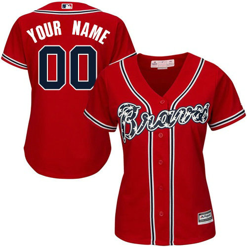 Women's Custom Atlanta Braves Replica Red Alternate Cool Base Jersey Women's Custom Atlanta Braves Replica Red Alternate Cool Base Jersey