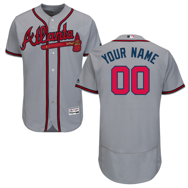 Custom Atlanta Braves Grey Flexbase Authentic Collection Jersey