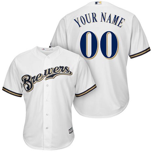 Custom Milwaukee Brewers Replica White Home Cool Base Jersey Custom Milwaukee Brewers Replica White Home Cool Base Jersey