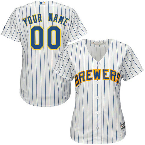 Women's Custom Milwaukee Brewers Authentic White Alternate Cool Base Jersey Women's Custom Milwaukee Brewers Authentic White Alternate Cool Base Jersey