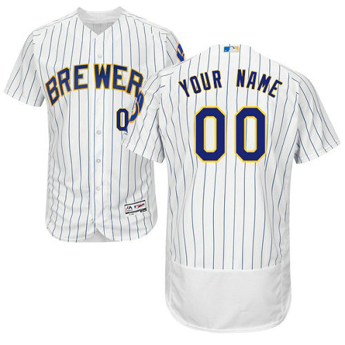 Custom Milwaukee Brewers White Flexbase Authentic Collection Jersey Custom Milwaukee Brewers White Flexbase Authentic Collection Jersey