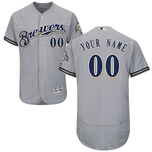 Custom Milwaukee Brewers Grey Flexbase Authentic Collection Jersey Custom Milwaukee Brewers Grey Flexbase Authentic Collection Jersey