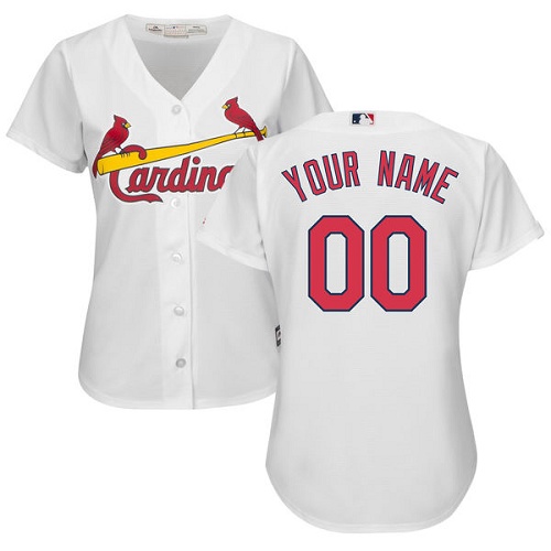 Women's Custom St. Louis Cardinals Authentic White Home Cool Base Jersey Women's Custom St. Louis Cardinals Authentic White Home Cool Base Jersey
