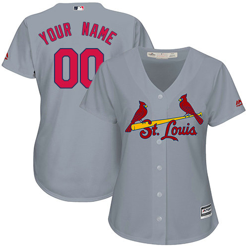 Women's Custom St. Louis Cardinals Authentic Grey Road Cool Base Jersey