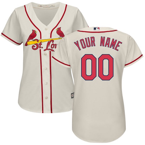 Women's Custom St. Louis Cardinals Authentic Cream Alternate Cool Base Jersey Women's Custom St. Louis Cardinals Authentic Cream Alternate Cool Base Jersey
