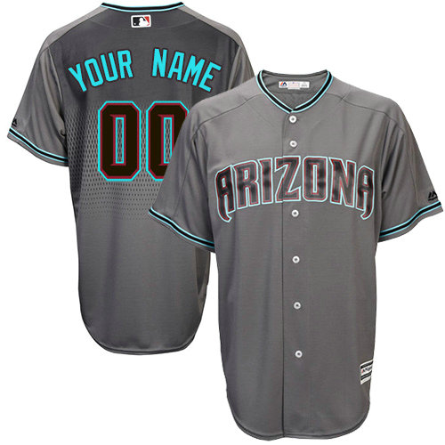 Custom Arizona Diamondbacks Authentic Gray/Turquoise Cool Base Jersey