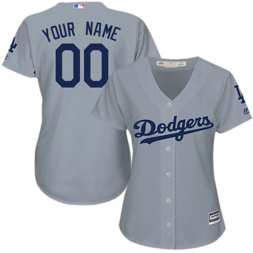 Women's Custom Los Angeles Dodgers Replica Grey Road Cool Base Jersey Women's Custom Los Angeles Dodgers Replica Grey Road Cool Base Jersey