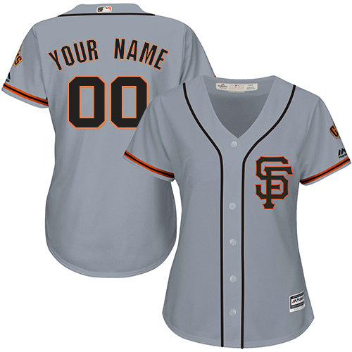 Women's Custom San Francisco Giants Replica Grey Road 2 Cool Base Jersey