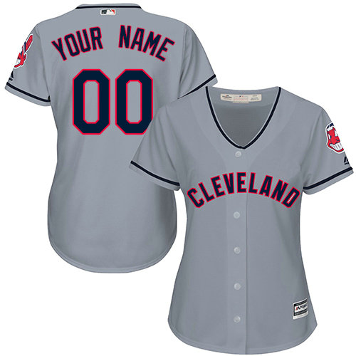 Women's Custom Cleveland Indians Authentic Grey Road Cool Base Jersey