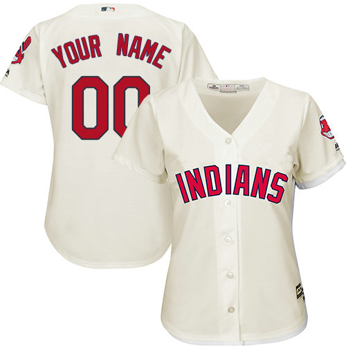 Women's Custom Cleveland Indians Authentic Cream Alternate 2 Cool Base Jersey Women's Custom Cleveland Indians Authentic Cream Alternate 2 Cool Base Jersey