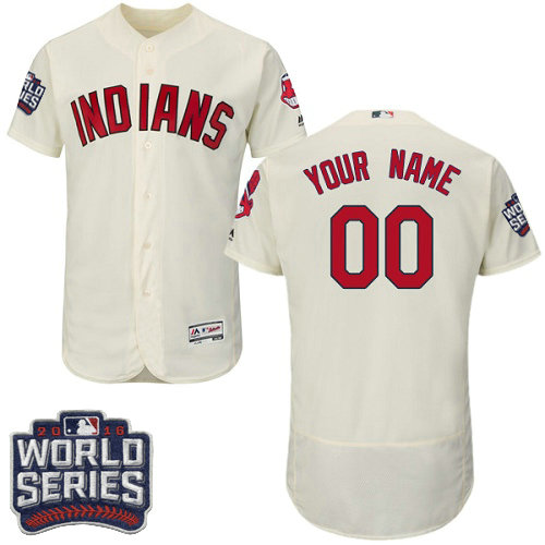 Custom Cleveland Indians Cream 2016 World Series Bound Flexbase Authentic Collection Jersey