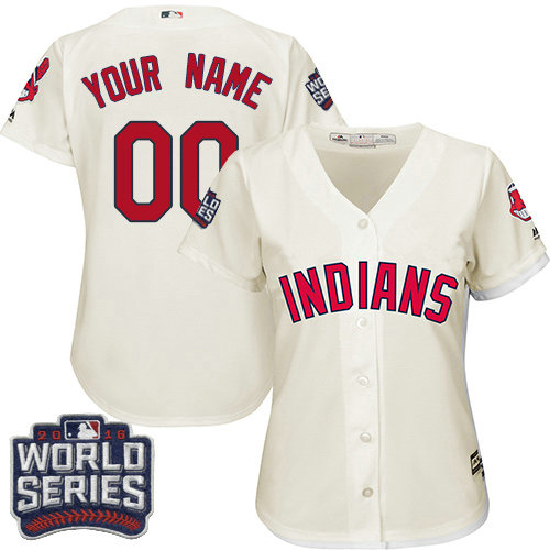 Women's Custom Cleveland Indians Authentic Cream Alternate 2 2016 World Series Bound Cool Base Jersey Women's Custom Cleveland Indians Authentic Cream Alternate 2 2016 World Series Bound Cool Base Jersey