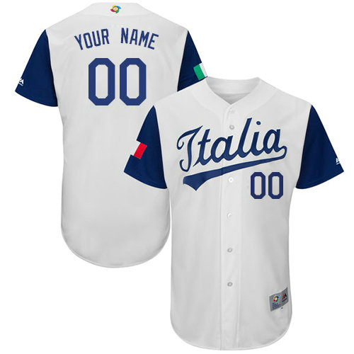 Custom Italy Baseball White 2017 World Baseball Classic Authentic Team Jersey