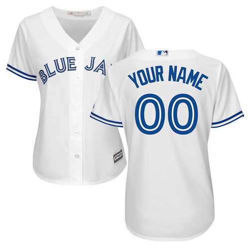 Women's Custom Toronto Blue Jays Replica White Home Jersey Women's Custom Toronto Blue Jays Replica White Home Jersey