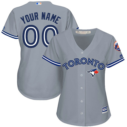 Women's Custom Toronto Blue Jays Replica Grey Road Jersey Women's Custom Toronto Blue Jays Replica Grey Road Jersey