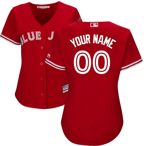 Women's Custom Toronto Blue Jays Authentic Scarlet Alternate Jersey Women's Custom Toronto Blue Jays Authentic Scarlet Alternate Jersey