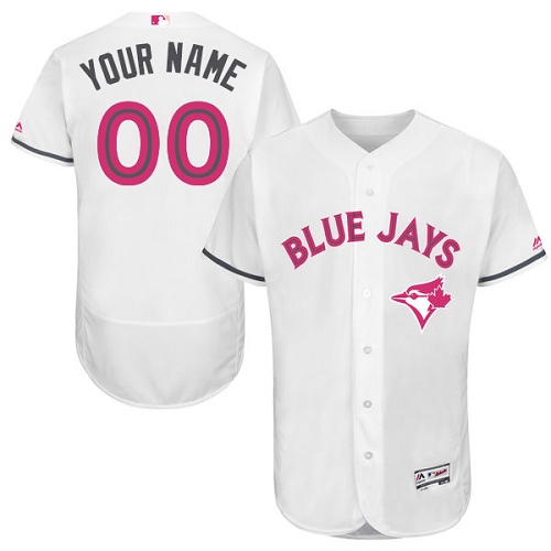 Custom Toronto Blue Jays Authentic White 2016 Mother's Day Fashion Flex Base Jersey