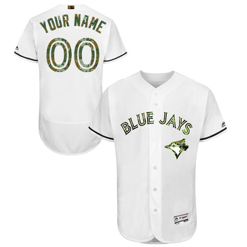 Custom Toronto Blue Jays Authentic White 2016 Memorial Day Fashion Flex Base Jersey
