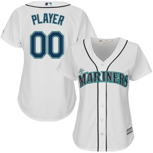 Women's Custom Seattle Mariners Authentic White Home Cool Base Jersey Women's Custom Seattle Mariners Authentic White Home Cool Base Jersey