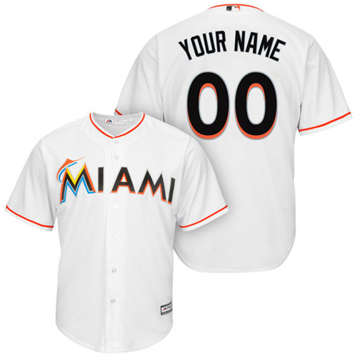 Custom Miami Marlins Replica White Home Cool Base Jersey Custom Miami Marlins Replica White Home Cool Base Jersey