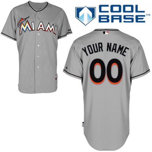 Custom Miami Marlins Replica Grey Road Cool Base Jersey Custom Miami Marlins Replica Grey Road Cool Base Jersey