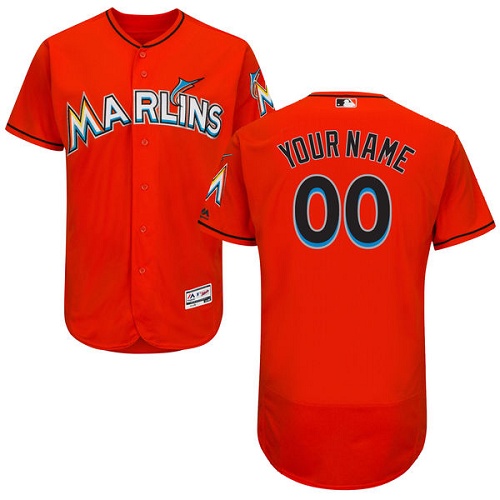 Custom Miami Marlins Orange Flexbase Authentic Collection Jersey