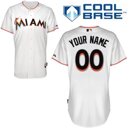 Youth Custom Miami Marlins Authentic White Home Cool Base Jersey Youth Custom Miami Marlins Authentic White Home Cool Base Jersey