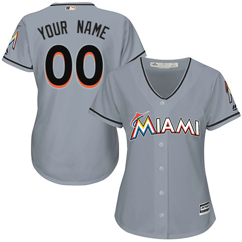 Women's Custom Miami Marlins Replica Grey Road Cool Base Jersey