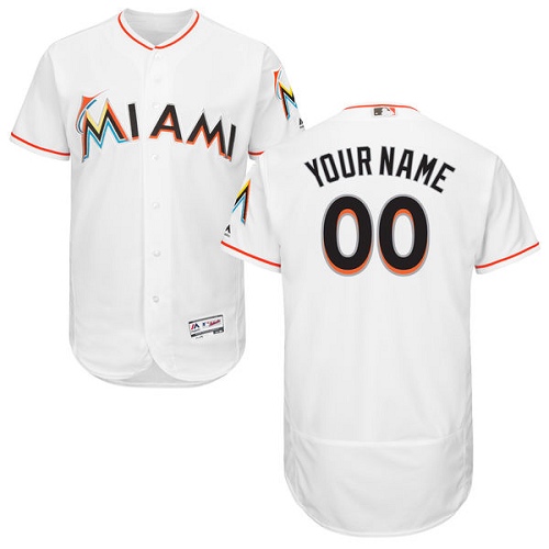 Custom Miami Marlins White Flexbase Authentic Collection Jersey Custom Miami Marlins White Flexbase Authentic Collection Jersey