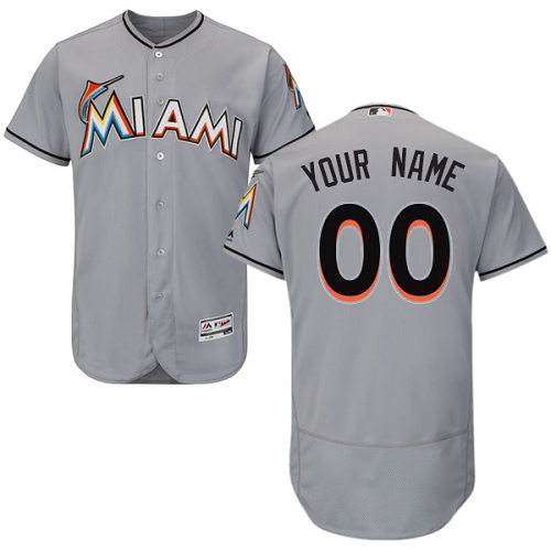 Custom Miami Marlins Grey Flexbase Authentic Collection Jersey Custom Miami Marlins Grey Flexbase Authentic Collection Jersey