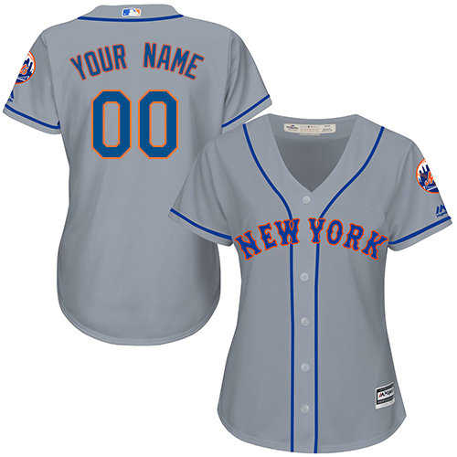 Women's Custom New York Mets Authentic Grey Road Cool Base Jersey Women's Custom New York Mets Authentic Grey Road Cool Base Jersey