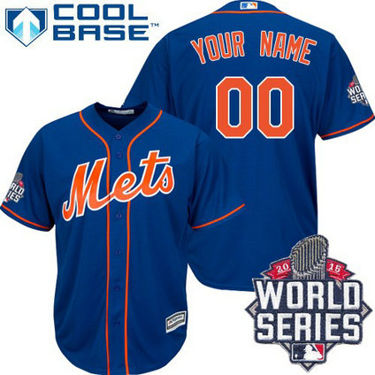 Custom New York Mets Authentic Royal Blue Alternate Home Cool Base 2015 World Series Jersey Custom New York Mets Authentic Royal Blue Alternate Home Cool Base 2015 World Series Jersey