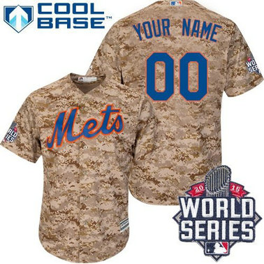 Youth Custom New York Mets Authentic Camo Alternate Cool Base 2015 World Series Jersey