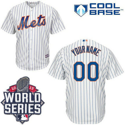 Women's Custom New York Mets Replica White Home Cool Base 2015 World Series Jersey Women's Custom New York Mets Replica White Home Cool Base 2015 World Series Jersey