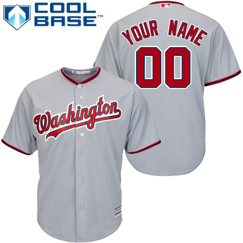 Custom Washington Nationals Authentic Grey Road Cool Base Jersey