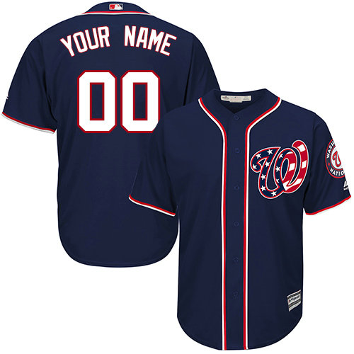 Custom Washington Nationals Authentic Navy Blue Alternate 2 Cool Base Jersey