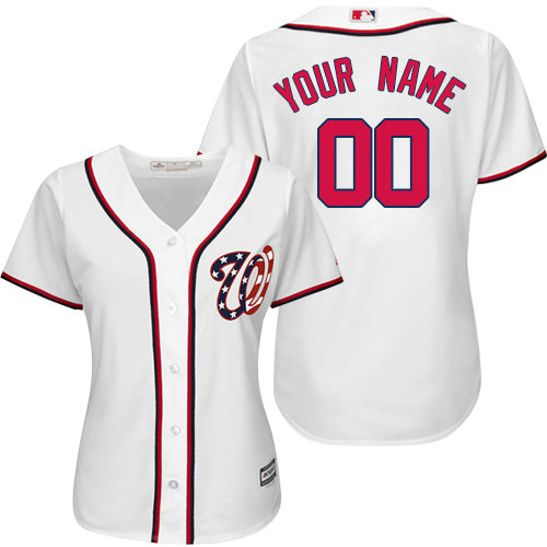 Women's Custom Washington Nationals Replica White Home Cool Base Jersey Women's Custom Washington Nationals Replica White Home Cool Base Jersey