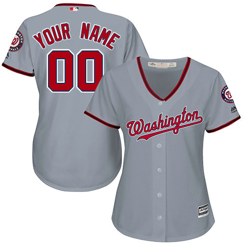 Women's Custom Washington Nationals Authentic Grey Road Cool Base Jersey Women's Custom Washington Nationals Authentic Grey Road Cool Base Jersey