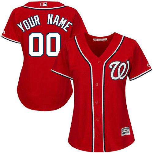 Women's Custom Washington Nationals Authentic Red Alternate 1 Cool Base Jersey Women's Custom Washington Nationals Authentic Red Alternate 1 Cool Base Jersey