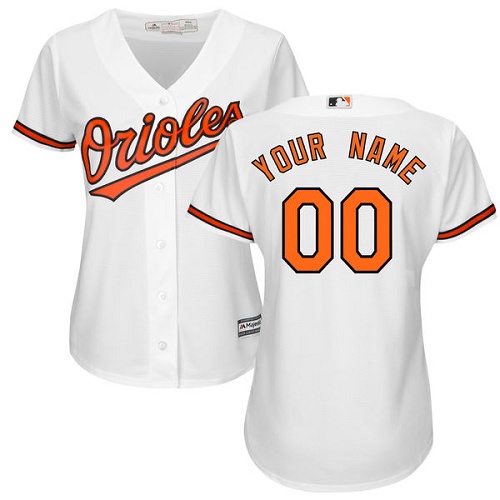 Women's Custom Baltimore Orioles Authentic White Home Cool Base Jersey Women's Custom Baltimore Orioles Authentic White Home Cool Base Jersey