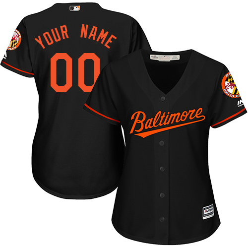 Women's Custom Baltimore Orioles Replica Black Alternate Cool Base Jersey Women's Custom Baltimore Orioles Replica Black Alternate Cool Base Jersey