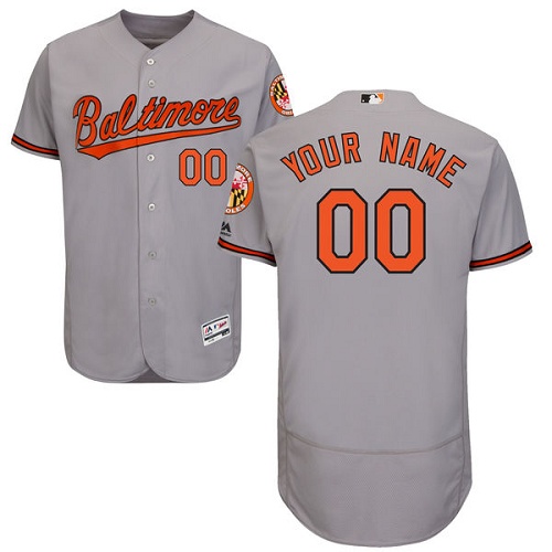 Custom Baltimore Orioles Grey Flexbase Authentic Collection Jersey