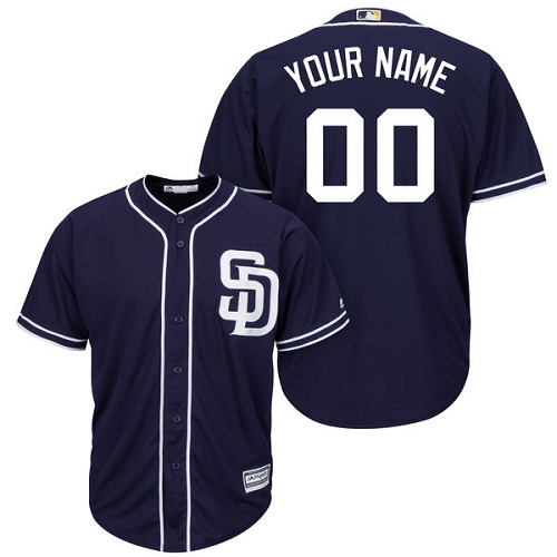 Custom San Diego Padres Replica Navy Blue Alternate 1 Cool Base Jersey