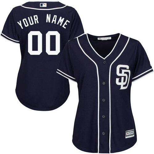Women's Custom San Diego Padres Authentic Navy Blue Alternate 1 Cool Base Jersey Women's Custom San Diego Padres Authentic Navy Blue Alternate 1 Cool Base Jersey