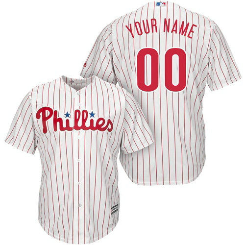 Custom Philadelphia Phillies Authentic White/Red Strip Home Cool Base Jersey Custom Philadelphia Phillies Authentic White/Red Strip Home Cool Base Jersey