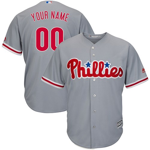 Youth Custom Philadelphia Phillies Authentic Grey Road Cool Base Jersey