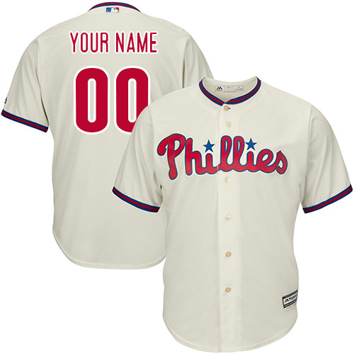 Youth Custom Philadelphia Phillies Authentic Cream Alternate Cool Base Jersey