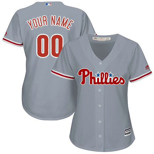Women's Custom Philadelphia Phillies Replica Grey Road Cool Base Jersey